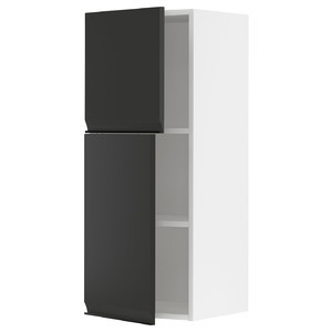 METOD Wall cabinet with shelves/2 doors, white/Upplöv matt anthracite, 40x100 cm