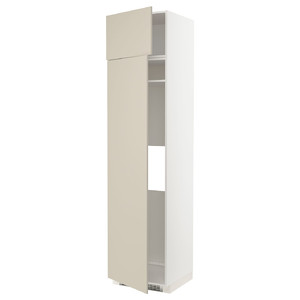 METOD Hi cab f fridge or freezer w 2 drs, white/Havstorp beige, 60x60x240 cm