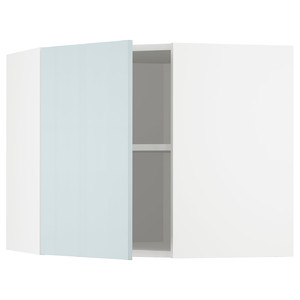 METOD Corner wall cabinet with shelves, white/Kallarp light grey-blue, 68x60 cm