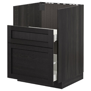 METOD Bc f BREDSJÖN sink/2 fronts/2 drws, black/Lerhyttan black stained, 60x60 cm