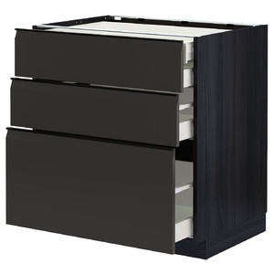 METOD / MAXIMERA Base cb 3 frnts/2 low/1 md/1 hi drw, black/Upplöv matt anthracite, 80x60 cm