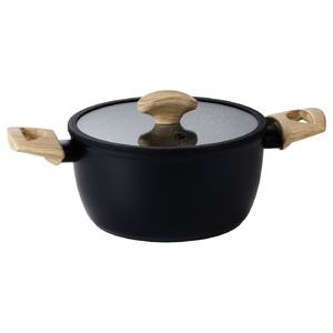 HUSKNUT Pot with lid, non-stick coating black, 2.7 l