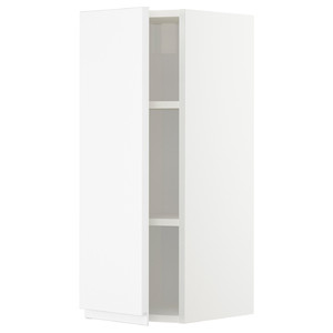 METOD Wall cabinet with shelves, white/Voxtorp matt white, 30x80 cm