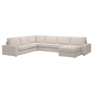 KIVIK Corner sofa, 6-seat w chaise longue, Tresund light beige