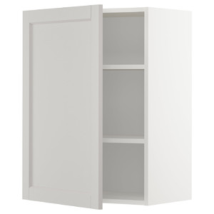 METOD Wall cabinet with shelves, white/Lerhyttan light grey, 60x80 cm