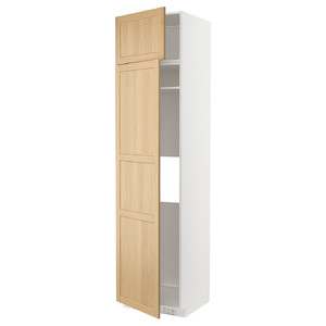 METOD Hi cab f fridge or freezer w 2 drs, white/Forsbacka oak, 60x60x240 cm