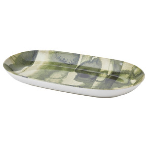 NÄBBFISK Serving plate, patterned green, 32x18 cm