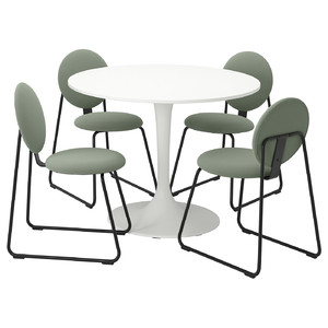DOCKSTA / MÅNHULT Table and 4 chairs, white white/Hakebo grey-green, 103 cm