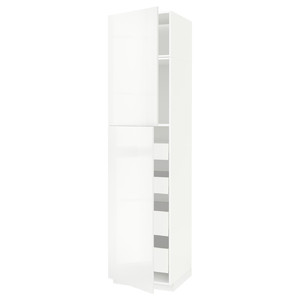 METOD / MAXIMERA Hi cab w 2 doors/4 drawers, white/Ringhult white, 60x60x240 cm