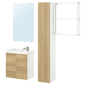 ENHET Bathroom, white/oak effect, 64x33x65 cm
