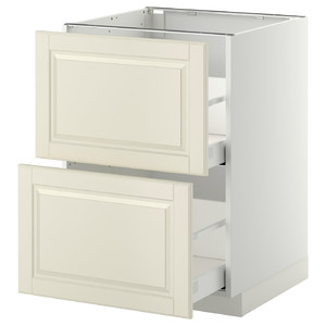 METOD / MAXIMERA Base cabinet for sink+2 fronts/2 drawers, white, Bodbyn off-white, 60x60 cm