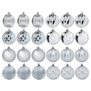 VINTERFINT Decoration, bauble, silver-colour, 8 cm, 24 pack