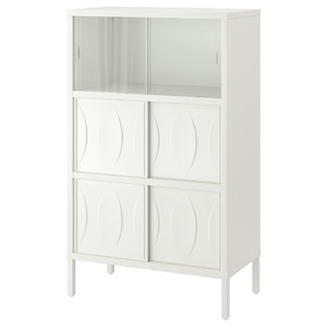 KALKNÄS Cabinet with sliding doors, white, 83x43x137 cm