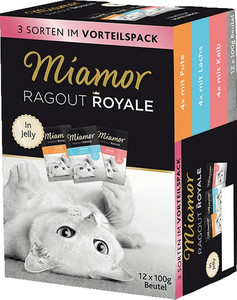Miamor Ragout Royale Mix Cat Food in Jelly - Turkey, Salmon, Veal 12x100g