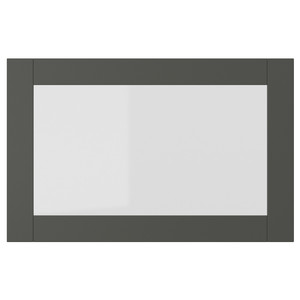 SINDVIK Glass door, dark grey/clear glass, 60x38 cm