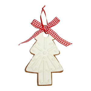 Christmas Hanging Decoration Gingerbread 11cm, white, random patterns