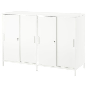 TROTTEN Cabinet with sliding doors, white, 160x110 cm