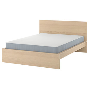 MALM Bed frame with mattress, white stained oak veneer/Vesteröy firm, 140x200 cm