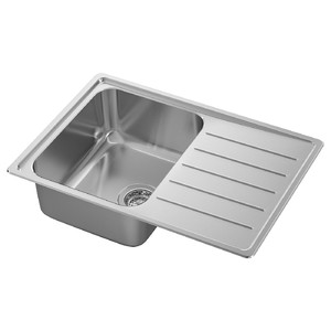 VATTUDALEN Inset sink, 1 bowl with drainboard