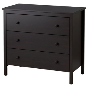 KOPPANG Chest of 3 drawers, black-brown, 90x83 cm