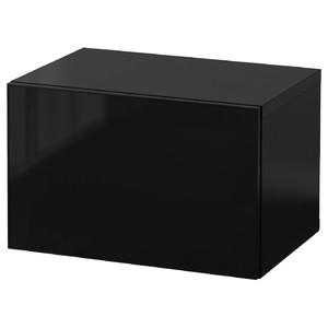 BESTÅ Wall-mounted cabinet combination, black-brown Glassvik/smoked glass, 60x42x38 cm