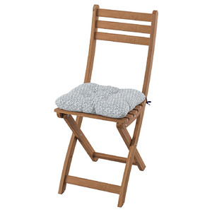 ASKHOLMEN Chair, outdoor, foldable dark brown/Klösan blue