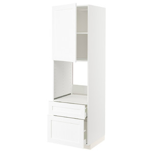 METOD / MAXIMERA Hi cab f ov w dr/2 frnt/1 m/1 h drw, white Enköping/white wood effect, 60x60x200 cm