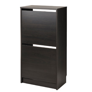 BISSA Shoe cabinet with 2 compartments, black-brown, 49x28x93 cm