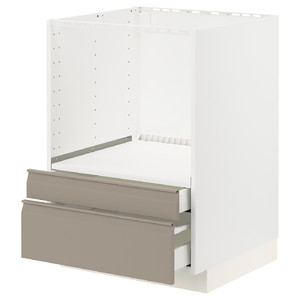 METOD / MAXIMERA Base cabinet f combi micro/drawers, white/Upplöv matt dark beige, 60x60 cm