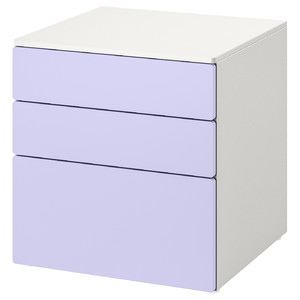 SMÅSTAD / PLATSA Chest of 3 drawers, white/lilac, 60x57x63 cm