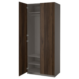 PAX / STORKLINTA Wardrobe combination, dark grey/dark brown stained oak effect, 100x60x236 cm