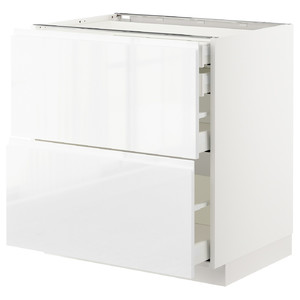 METOD / MAXIMERA Base cb 2 frnts/2 low/1 md/1 hi drw, white, Voxtorp high-gloss, white, 80x60 cm