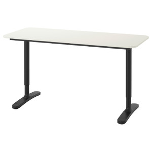 BEKANT Desk, white, black, 140x60 cm