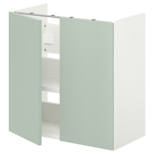 ENHET Bs cb f wb w shlf/doors, white/pale grey-green, 60x32x60 cm