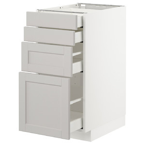 METOD/MAXIMERA Base cab 4 frnts/4 drawers, white/Lerhyttan light grey, 40x61.9x88 cm