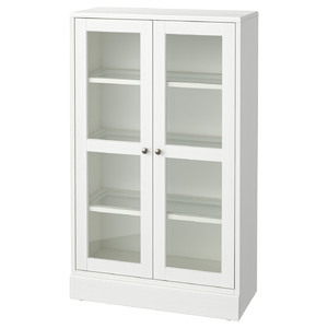 HAVSTA Glass-door cabinet with plinth, white/clear glass, 81x37x134 cm