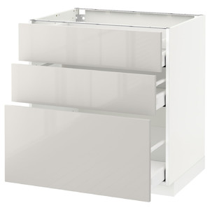 METOD / MAXIMERA Base cabinet with 3 drawers, white, Ringhult light grey, 80x60 cm