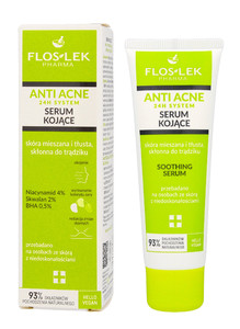 FLOS-LEK ANTI ACNE 24h System Soothing Serum for Mixed, Oily and Acne-Prone Skin 93% Natural Vegan 50ml