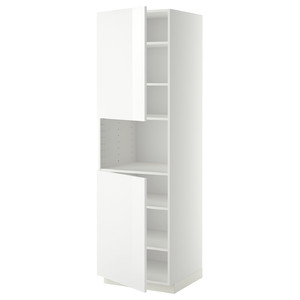 METOD High cab f micro w 2 doors/shelves, white/Ringhult white, 60x60x200 cm