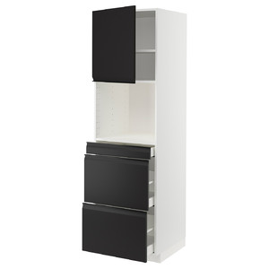 METOD / MAXIMERA Hi cab f micro combi w door/3 drwrs, white/Upplöv matt anthracite, 60x60x200 cm