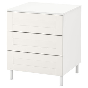 PLATSA Chest of 3 drawers, white/Sannidal white, 60x57x73 cm