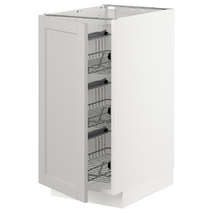METOD Base cabinet with wire baskets, white/Lerhyttan light grey, 40x60 cm