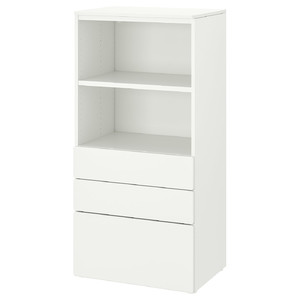 SMÅSTAD / PLATSA Bookcase, white white/with 3 drawers, 60x42x123 cm