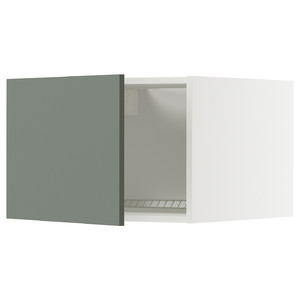 METOD Top cabinet for fridge/freezer, white/Nickebo matt grey-green, 60x40 cm