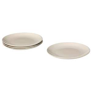 FÄRGKLAR Plate, glossy beige, 26 cm, 4 pack