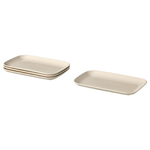 FÄRGKLAR Plate, glossy beige, 30x18 cm, 4 pack