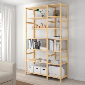 IVAR 2 sections/shelves, pine, 134x50x226 cm