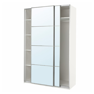 PAX / AULI Wardrobe, white/mirror glass, 150x66x236 cm