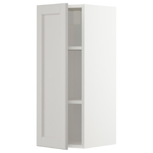 METOD Wall cabinet with shelves, white/Lerhyttan light grey, 30x80 cm