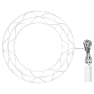 STRÅLA LED pendant lamp, battery-operated/ring shaped white, 37 cm